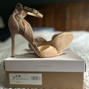 Jessica Simpson Nude Rhinestone Heels